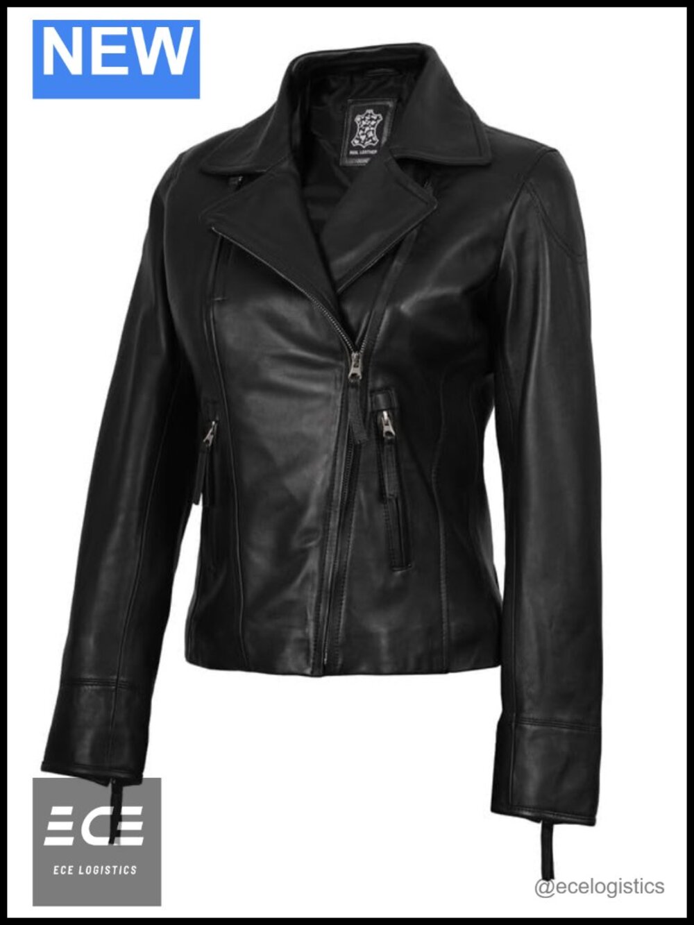 Lambskin Leather Jacket Aviator Moto Asymmetrical Zip Womens